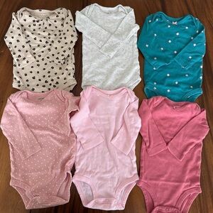Carter’s Assorted Baby Long Sleeve One Pieces Bundle of 6 size 6M